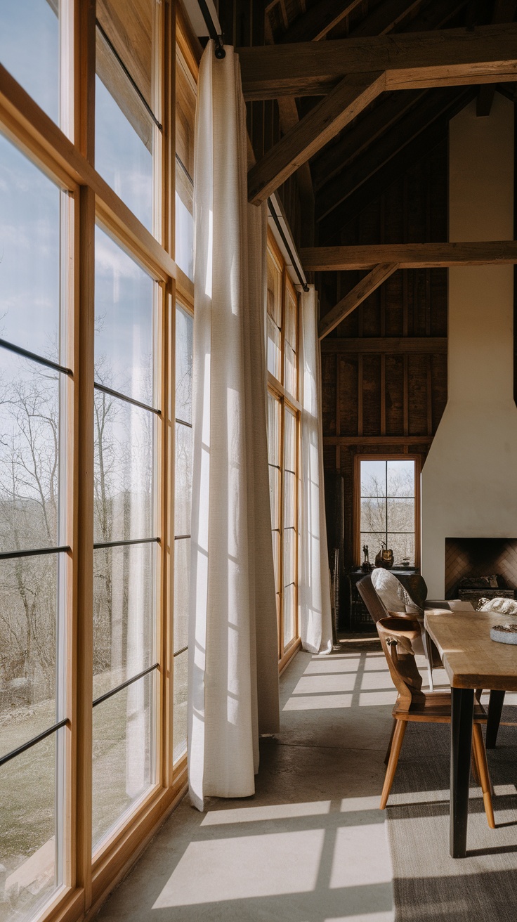 Bright and spacious window design in a modern farmhouse setting.