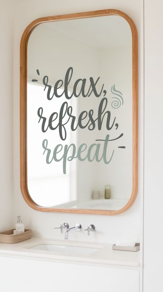 Bathroom idea decor meets self-care with this wooden sign that serves as a gentle reminder to slow down and breathe. Perfect for a modern or boho-inspired space."