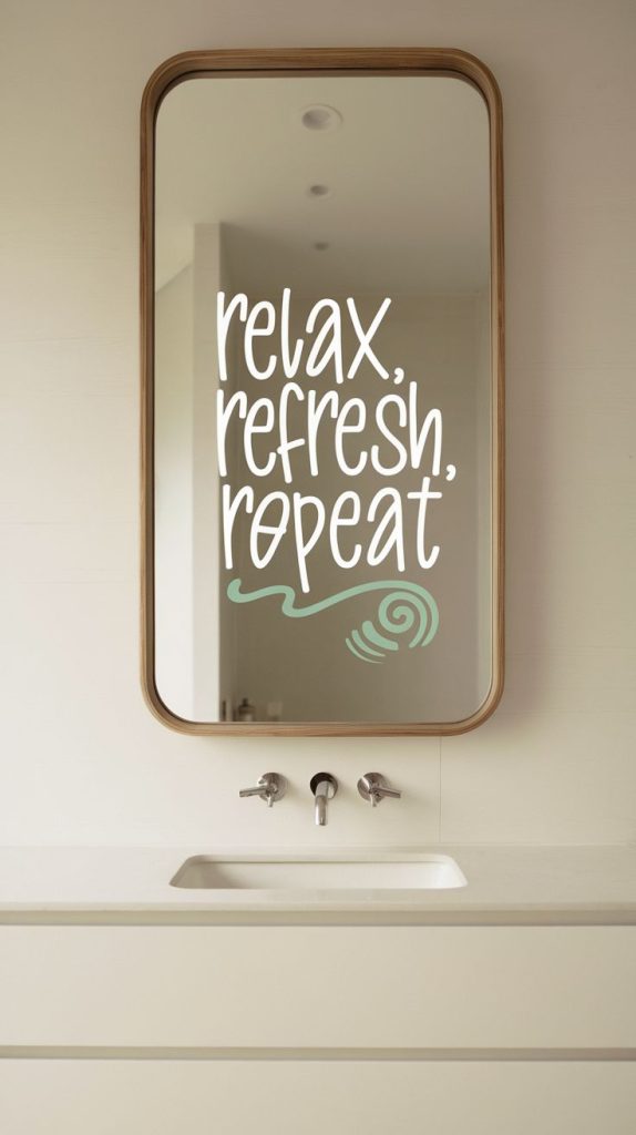 A minimalist yet elegant sign that turns any bathroom into a relaxation zone. Pair it with soft linens and warm wood accents for a cozy, inviting feel.